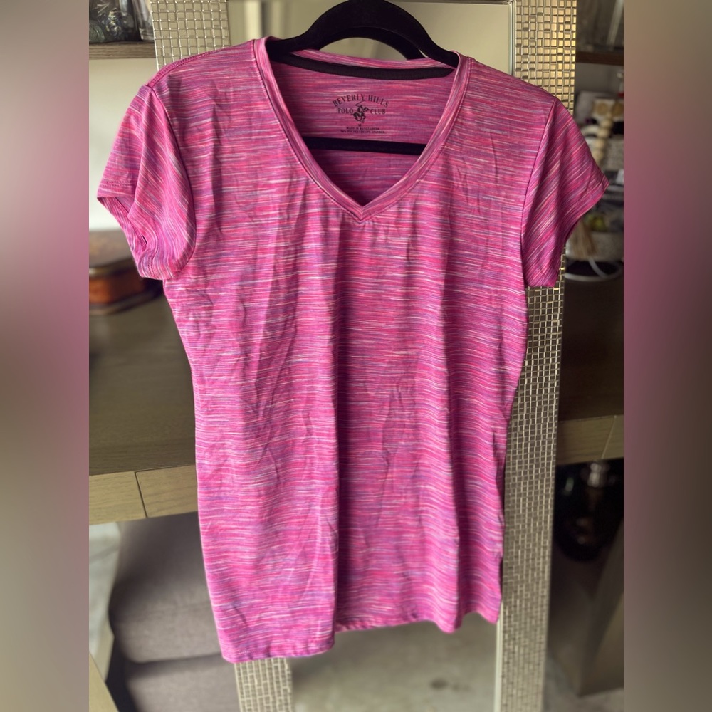 🌸 Vibrant Pink Beverly Hills Polo Club Workout Tee | Size M | Gym-Ready